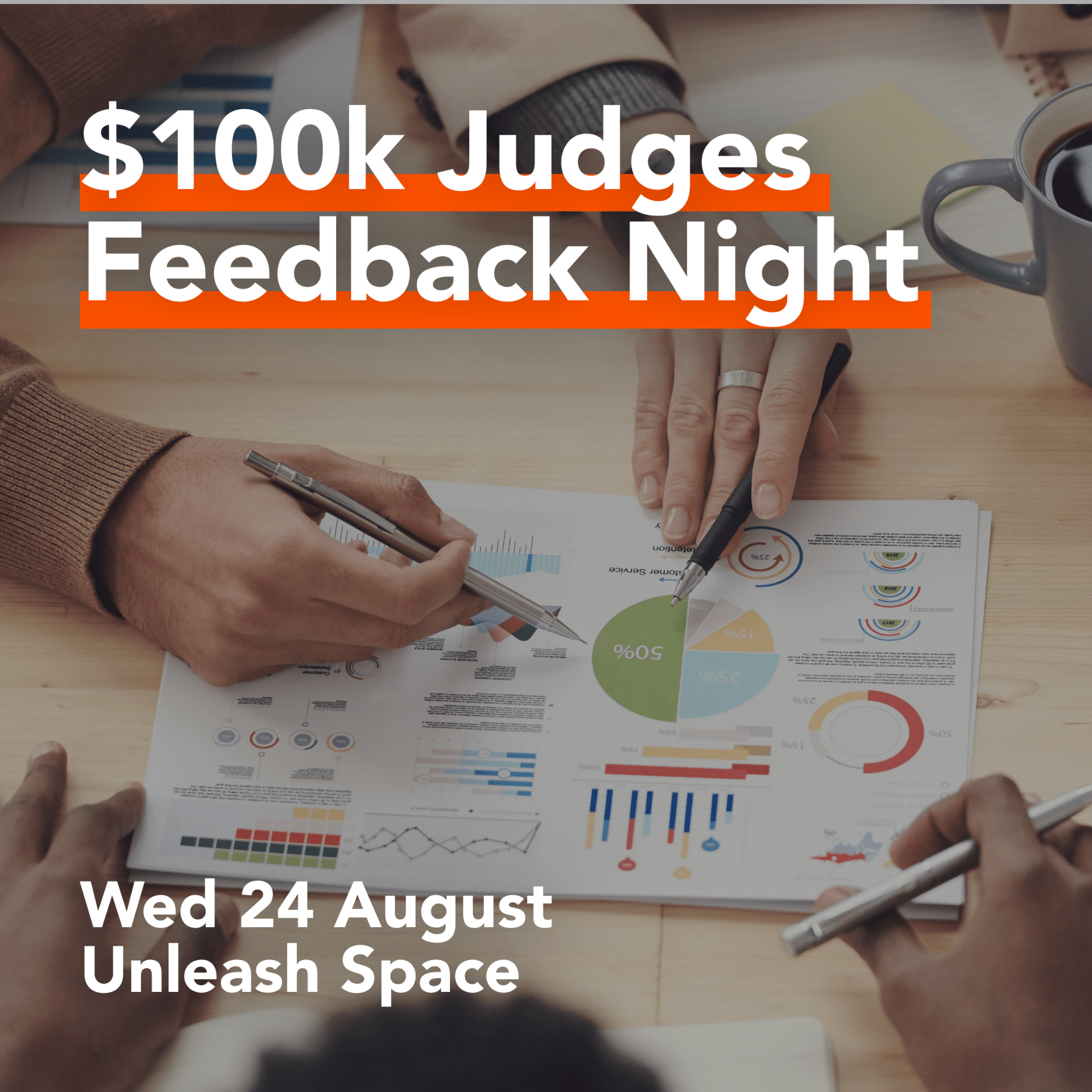 $100k Judges Feedback Night Insta Square